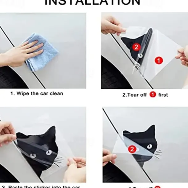 2pcs Car Black Cat Peeking Sticker Funny Vinyl Decal Car Styling Decoration Accessories Auto Exterior Decor For Car