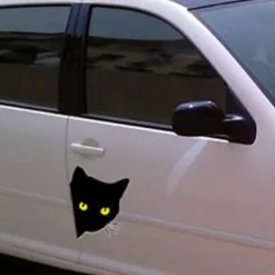 2pcs Car Black Cat Peeking Sticker Funny Vinyl Decal Car Styling Decoration Accessories Auto Exterior Decor For Car