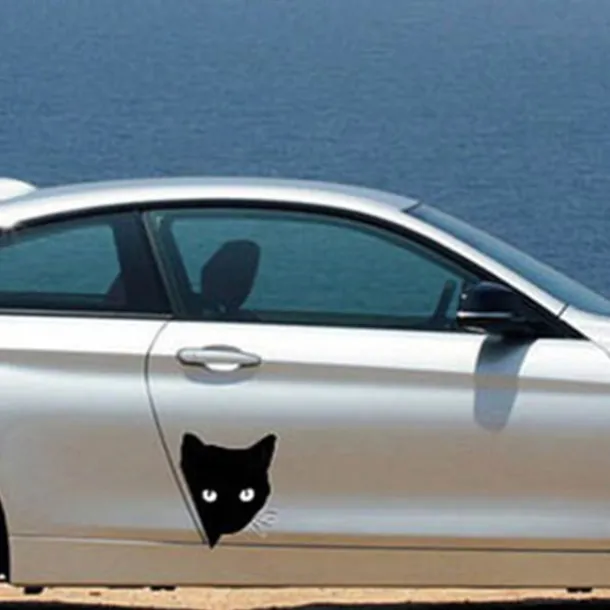 2pcs Car Black Cat Peeking Sticker Funny Vinyl Decal Car Styling Decoration Accessories Auto Exterior Decor For Car