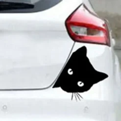 2pcs Car Black Cat Peeking Sticker Funny Vinyl Decal Car Styling Decoration Accessories Auto Exterior Decor For Car