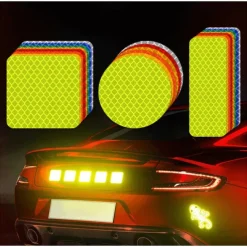 10Pcs Car Reflective Sticker Traffic Safety Night Warning Mark Car Reflective Strip Tape Luminous Car Bumper Reflective Decals