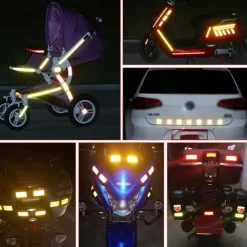 10Pcs Car Reflective Sticker Traffic Safety Night Warning Mark Car Reflective Strip Tape Luminous Car Bumper Reflective Decals