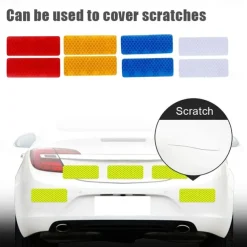 10Pcs Car Reflective Sticker Traffic Safety Night Warning Mark Car Reflective Strip Tape Luminous Car Bumper Reflective Decals