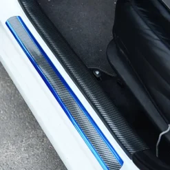 3Pcs Car Threshold Anti-stepping/Scratching Door Decor Bump Sticker Blue 1 Meter