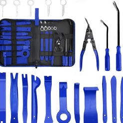 19PCS Car Trim Removal Tools Kit & Storage Pouch Plastic Stereo Audio Radio Remover Door Panel Dashboard Interior Pry Bar Molding Clip Pliers Upholstery Installer