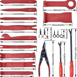 19PCS Car Trim Removal Tools Kit & Storage Pouch Plastic Stereo Audio Radio Remover Door Panel Dashboard Interior Pry Bar Molding Clip Pliers Upholstery Installer