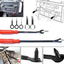 19PCS Car Trim Removal Tools Kit & Storage Pouch Plastic Stereo Audio Radio Remover Door Panel Dashboard Interior Pry Bar Molding Clip Pliers Upholstery Installer