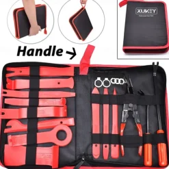 19PCS Car Trim Removal Tools Kit & Storage Pouch Plastic Stereo Audio Radio Remover Door Panel Dashboard Interior Pry Bar Molding Clip Pliers Upholstery Installer