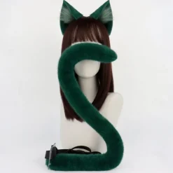 2Pcs Carnival Cats Dress up Kits Includes Cats Hairband Tail, Animal Cosplay Costume for Kid Carnival