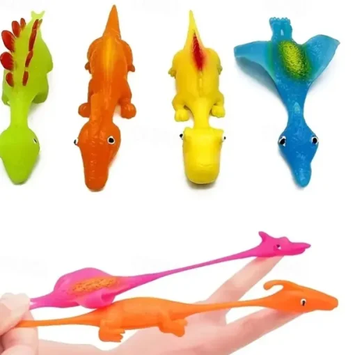 10PCS Catapult Launching Dinosaur Toys - Fun Tricky Slingshot for Kids' Party Gifts & Stress Relief!