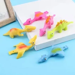 10PCS Catapult Launching Dinosaur Toys - Fun Tricky Slingshot for Kids' Party Gifts & Stress Relief!