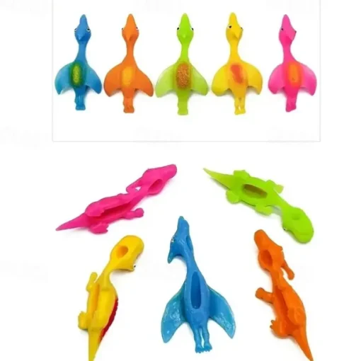 10PCS Catapult Launching Dinosaur Toys - Fun Tricky Slingshot for Kids' Party Gifts & Stress Relief!