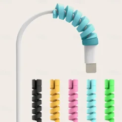 10pcs Charger Cable Saver Protector Spiral Tube Wire Management Organizer Protective Cord Sleeve For All Cell Phones Computers And Charger