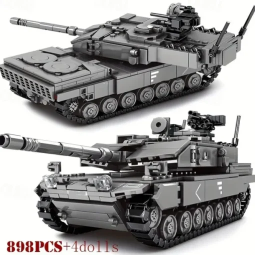 898pcs City SWAT Police Rotating Crawler Tank Model - Authentic Building Blocks with 4 Soldier Figures Weapon Accessories and Stacking Bricks for Creative Play Ideal Christmas Halloween and Birth