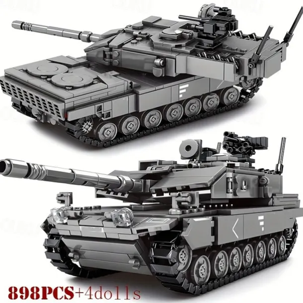 898pcs City SWAT Police Rotating Crawler Tank Model - Authentic Building Blocks with 4 Soldier Figures Weapon Accessories and Stacking Bricks for Creative Play Ideal Christmas Halloween and Birth