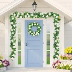 1/3/5Pcs 240Cm/94“ Artificial Flower Fabric Modern Contemporary Vine Wall Flower Vine Wedding Party Decoration,Fake Flowers For Wedding Arch Garden Wall Home Party Hotel Office Arrangement Decoration