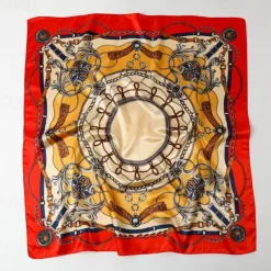1pcs 90*90cm Fashion Chain Print Scarves Women Shawl Satin Hijab Female Bandana Square Ladies Foulard Wrap Pareo Headcloth