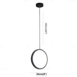 2pcs 20cm LED Pendant Light Circle Design Bedside Light Aluminum Painted Finishes Black White Frame for Bedroom Entry Dinning Room Modern 110-120V 220-240V 10W
