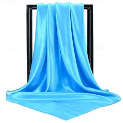 1pcs 90*90cm Solid Colors Neckerchief Hijab Scarf For Women Silk Satin Headband Hair Scarves Female Square Shawls Head Scarfs For Ladies