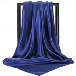1pcs 90*90cm Solid Colors Neckerchief Hijab Scarf For Women Silk Satin Headband Hair Scarves Female Square Shawls Head Scarfs For Ladies