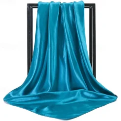 1pcs 90*90cm Solid Colors Neckerchief Hijab Scarf For Women Silk Satin Headband Hair Scarves Female Square Shawls Head Scarfs For Ladies