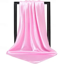 1pcs 90*90cm Solid Colors Neckerchief Hijab Scarf For Women Silk Satin Headband Hair Scarves Female Square Shawls Head Scarfs For Ladies