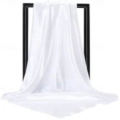 1pcs 90*90cm Solid Colors Neckerchief Hijab Scarf For Women Silk Satin Headband Hair Scarves Female Square Shawls Head Scarfs For Ladies