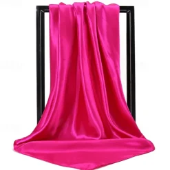 1pcs 90*90cm Solid Colors Neckerchief Hijab Scarf For Women Silk Satin Headband Hair Scarves Female Square Shawls Head Scarfs For Ladies