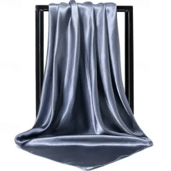 1pcs 90*90cm Solid Colors Neckerchief Hijab Scarf For Women Silk Satin Headband Hair Scarves Female Square Shawls Head Scarfs For Ladies