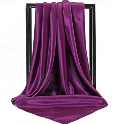 1pcs 90*90cm Solid Colors Neckerchief Hijab Scarf For Women Silk Satin Headband Hair Scarves Female Square Shawls Head Scarfs For Ladies