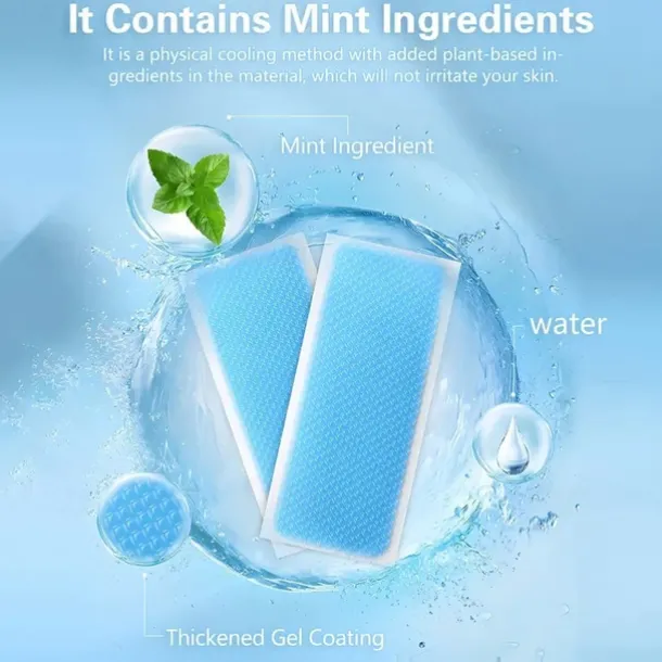 20pcs Cooling Patch, 8 Hours Fever Cooling Gel Pads, Hot Flash Blue Forehead Cold Cooling Sticker Sheets