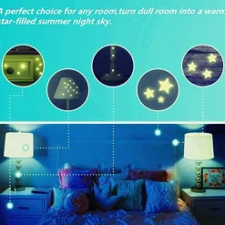 452Pcs 3D Glowing Stars Wall Stickers for Ceiling and Wall Decals Perfect for Kids Bedding Room or Party Birthday Gift