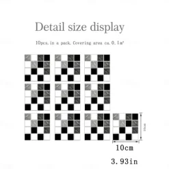 10pcs 3D Mosaic Crystal Tile Sticker Glass TileDIY Waterproof Self adhesive Wall Sticker