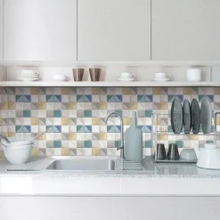 10pcs 3D Mosaic Crystal Tile Sticker Glass TileDIY Waterproof Self adhesive Wall Sticker