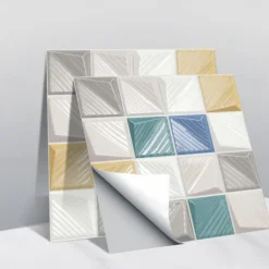 10pcs 3D Mosaic Crystal Tile Sticker Glass TileDIY Waterproof Self adhesive Wall Sticker