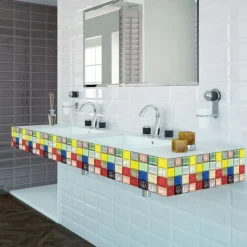 10pcs 3D Mosaic Crystal Tile Sticker Glass TileDIY Waterproof Self adhesive Wall Sticker