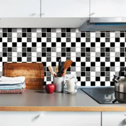 10pcs 3D Mosaic Crystal Tile Sticker Glass TileDIY Waterproof Self adhesive Wall Sticker