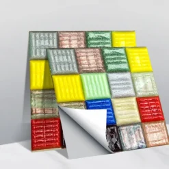 10pcs 3D Mosaic Crystal Tile Sticker Glass TileDIY Waterproof Self adhesive Wall Sticker