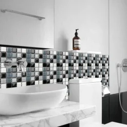 10pcs 3D Mosaic Crystal Tile Sticker Glass TileDIY Waterproof Self adhesive Wall Sticker