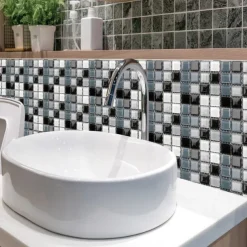 10pcs 3D Mosaic Crystal Tile Sticker Glass TileDIY Waterproof Self adhesive Wall Sticker