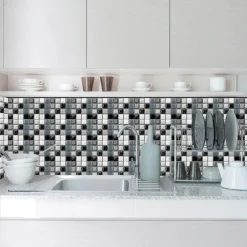 10pcs 3D Mosaic Crystal Tile Sticker Glass TileDIY Waterproof Self adhesive Wall Sticker