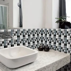 10pcs 3D Mosaic Crystal Tile Sticker Glass TileDIY Waterproof Self adhesive Wall Sticker