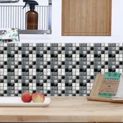 10pcs 3D Mosaic Crystal Tile Sticker Glass TileDIY Waterproof Self adhesive Wall Sticker