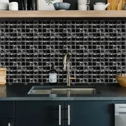 10pcs 3D Mosaic Crystal Tile Sticker Glass TileDIY Waterproof Self adhesive Wall Sticker