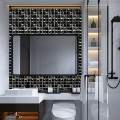 10pcs 3D Mosaic Crystal Tile Sticker Glass TileDIY Waterproof Self adhesive Wall Sticker