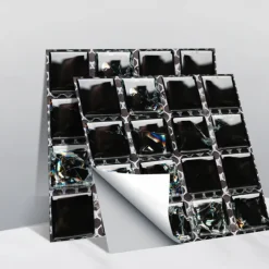 10pcs 3D Mosaic Crystal Tile Sticker Glass TileDIY Waterproof Self adhesive Wall Sticker