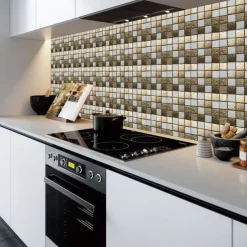 10pcs 3D Mosaic Crystal Tile Sticker Glass TileDIY Waterproof Self adhesive Wall Sticker