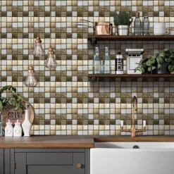 10pcs 3D Mosaic Crystal Tile Sticker Glass TileDIY Waterproof Self adhesive Wall Sticker