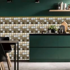 10pcs 3D Mosaic Crystal Tile Sticker Glass TileDIY Waterproof Self adhesive Wall Sticker