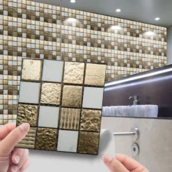 10pcs 3D Mosaic Crystal Tile Sticker Glass TileDIY Waterproof Self adhesive Wall Sticker
